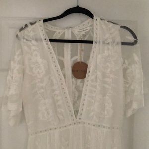 NWT Honeypunch Lace Overlay Maxi Romper